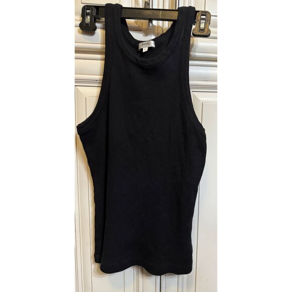 Agolde Women's Bailey Ribbed Knit Round Neck Racerback Tank Top Black Size XL - Picture 1 of 10
